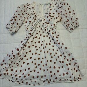 Abercrombie & Fitch White Dress with Brown Polka Dots
